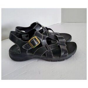 Skechers Womens Black Leather Fisherman Sandals Rubber Sole Size 7